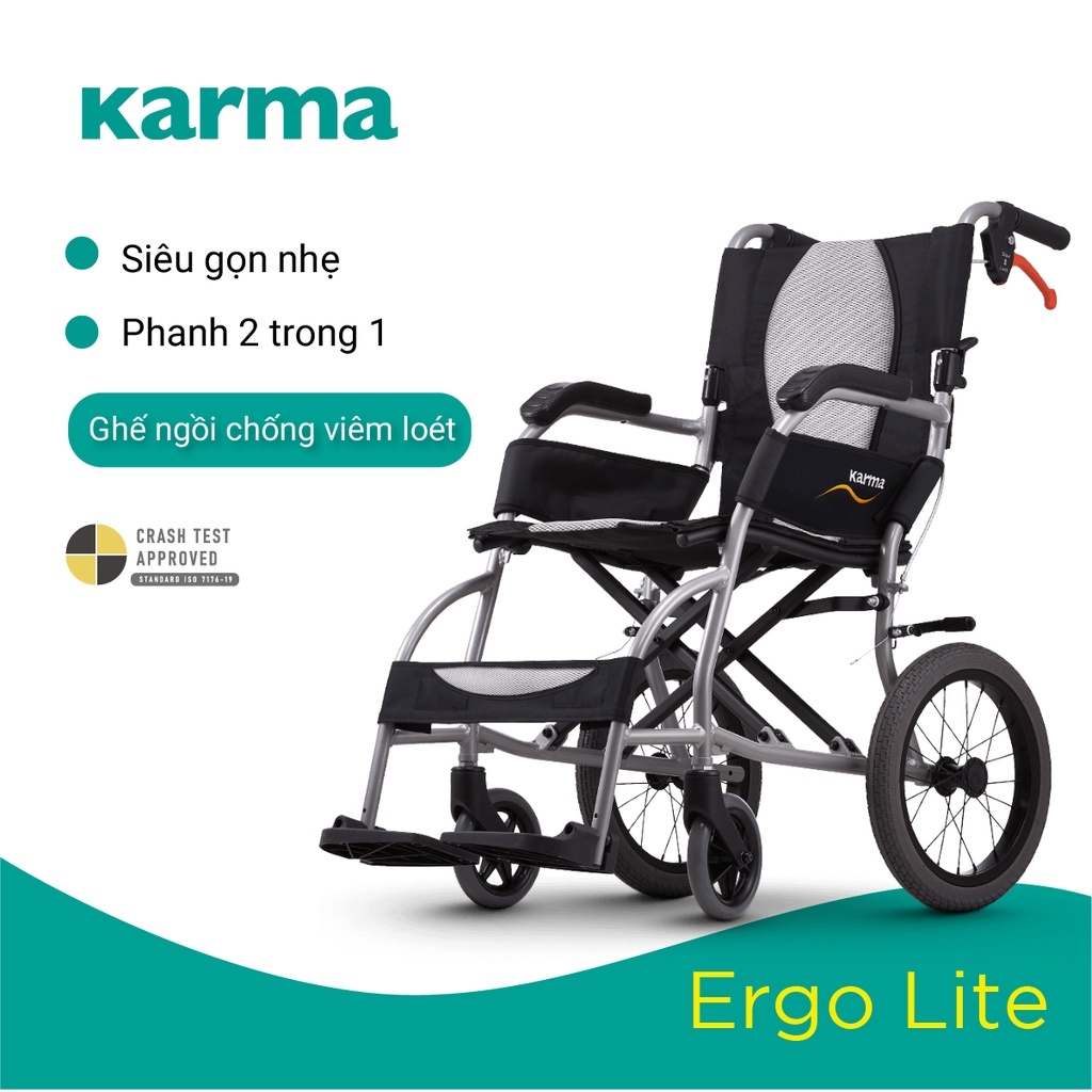 Xe lăn cao cấp siêu nhẹ Karma Ergo Lite sở hữu phanh 2 trong 1
