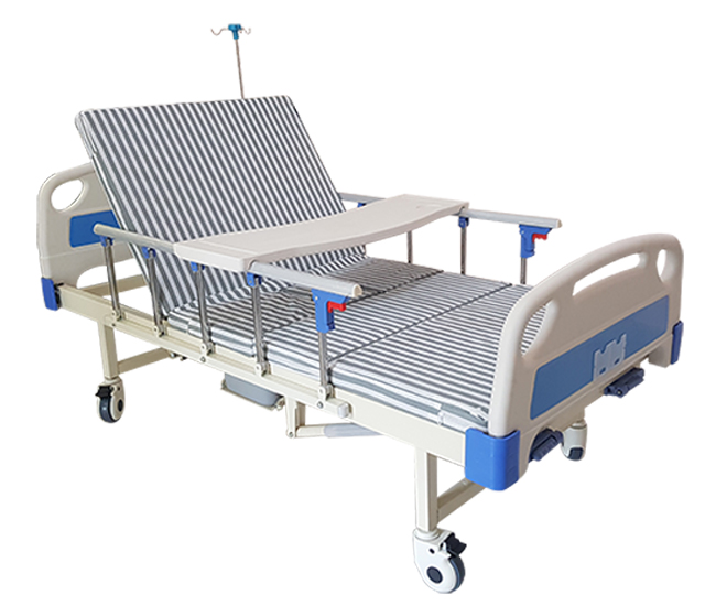 Giường bệnh Nikita DCN03 có 3 chức năng là giường bệnh có 2 tay quay ở phía cuối chân giường