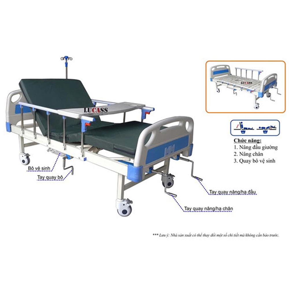​Giường y tế Lucass GB3-3A có thiết kế bánh xe tiện lợi cho nhu cầu di chuyển.