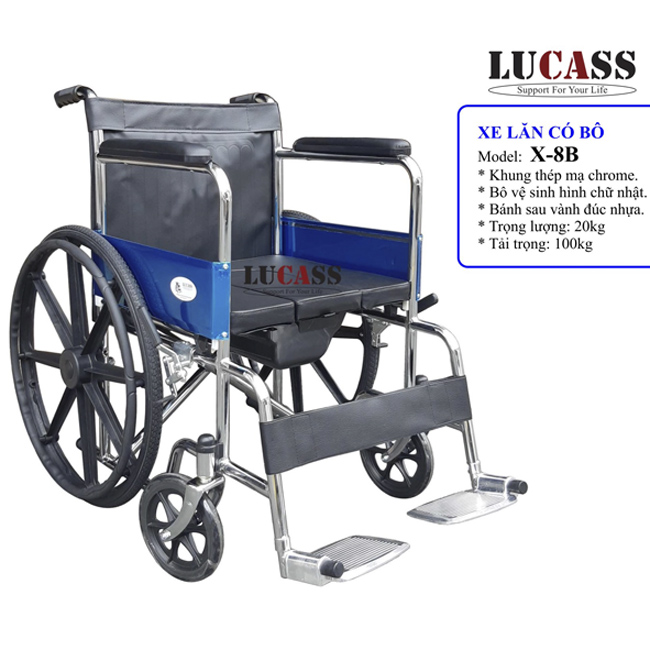 Xe lăn có bô Lucass X8B là xe có kích thước và trọng lượng gọn nhẹ