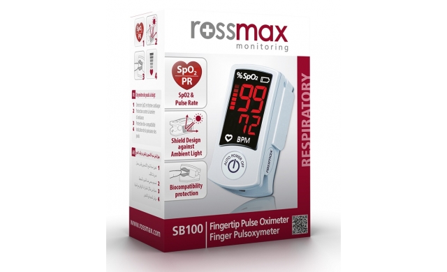 Máy đo nồng độ Oxy trong máu Rossmax SB100 có màn hình led cho cho phép người sử dụng có thể đọc được các thông số